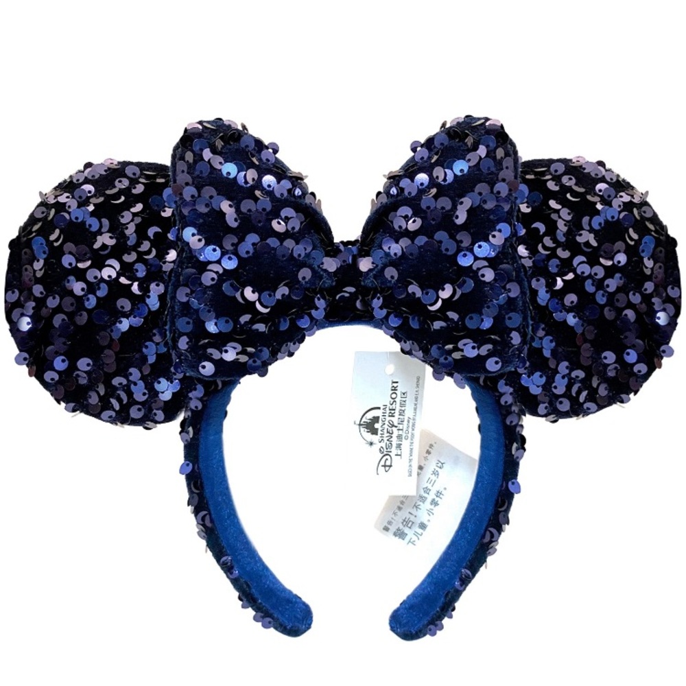 New Disney Parks Tokyo Blue Sequin Minnie Mouse Ears Headband.